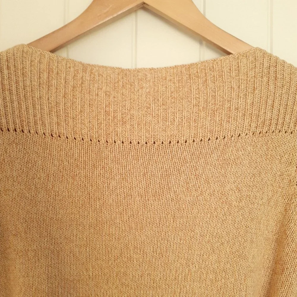 Moth Boatneck Cotton Sweater With Self Belt Gold Yellow Size S